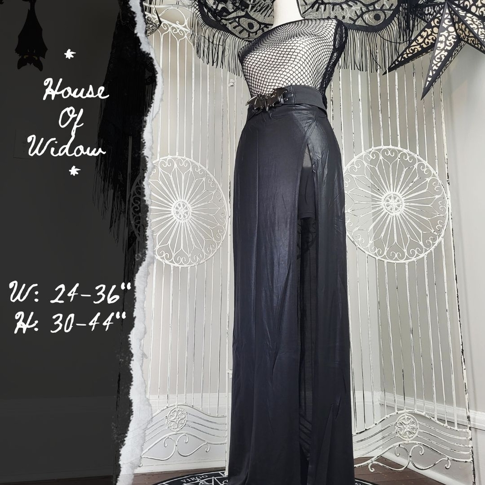House Of Widow High-Slit Leg Semi Sheer Layered Maxi Skirt Goth Mesh